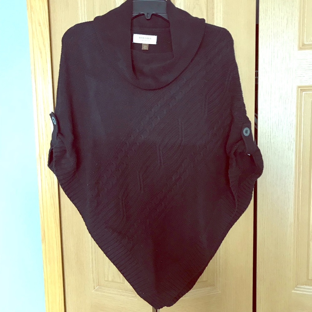 Black pullover poncho